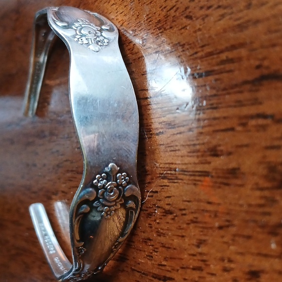 Vintage Wm. A. Rogers Oneida Spoon Cuff Bracelet Silver Plate Blank ID Style - Picture 2 of 8